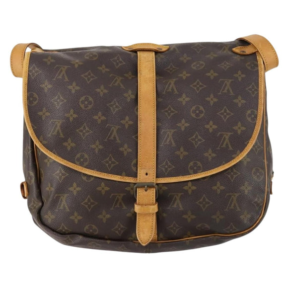 LOUIS VUITTON Monogram Saumur 35 Shoulder Bag M42254 LV Auth BA7620