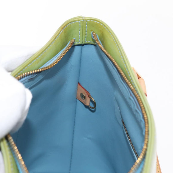 LOUIS VUITTON Monogram Vernis Houston Hand Bag Baby Blue M91005 LV Auth BA7640