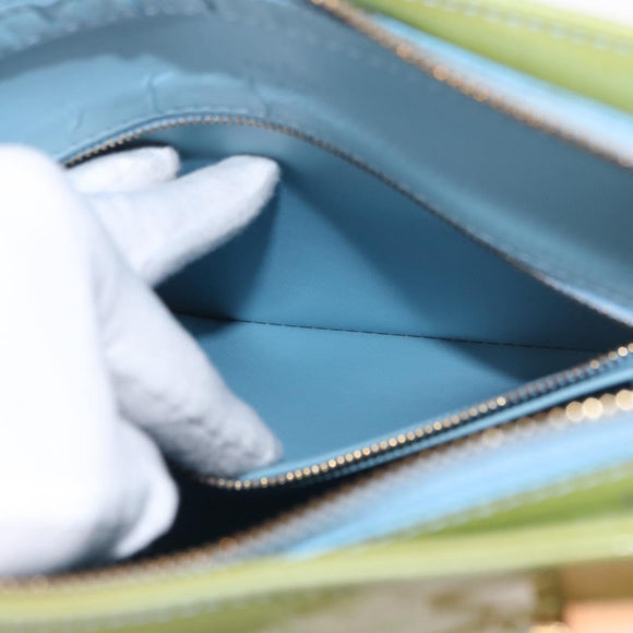 LOUIS VUITTON Monogram Vernis Houston Hand Bag Baby Blue M91005 LV Auth BA7640