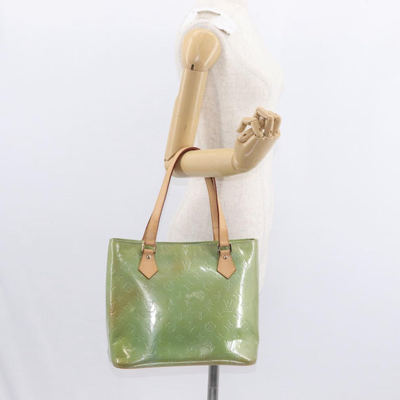 LOUIS VUITTON Monogram Vernis Houston Hand Bag Baby Blue M91005 LV Auth BA7640