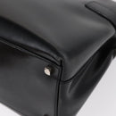 Salvatore Ferragamo Gancini Hand Bag Leather Silver Black Auth BA7660-16