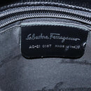 Salvatore Ferragamo Gancini Hand Bag Leather Silver Black Auth BA7660-12