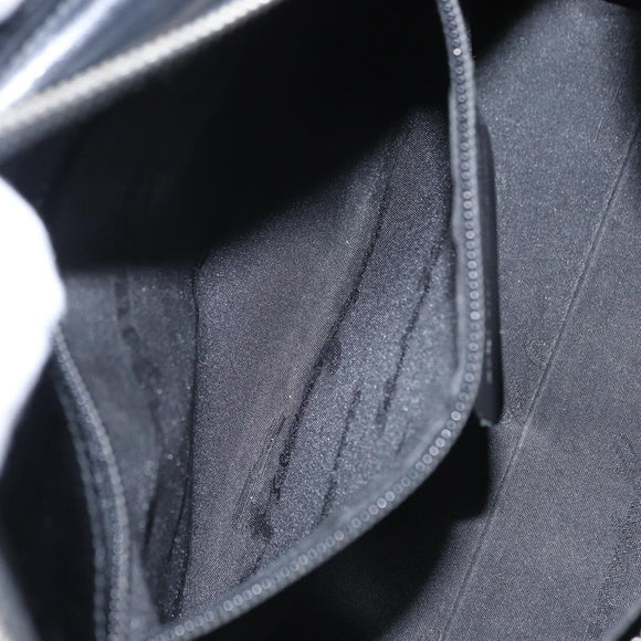 Salvatore Ferragamo Gancini Hand Bag Leather Silver Black Auth BA7660