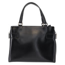 Salvatore Ferragamo Gancini Hand Bag Leather Silver Black Auth BA7660-2