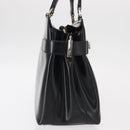 Salvatore Ferragamo Gancini Hand Bag Leather Silver Black Auth BA7660-4