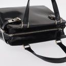 Salvatore Ferragamo Gancini Hand Bag Leather Silver Black Auth BA7660-6