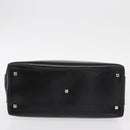 Salvatore Ferragamo Gancini Hand Bag Leather Silver Black Auth BA7660-5