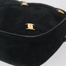 Salvatore Ferragamo Vala Shoulder Bag Suede Navy Gold Auth BA7661-14