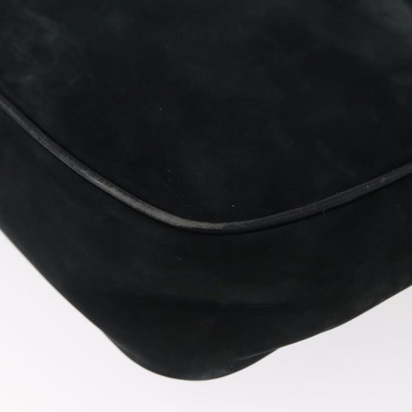 Salvatore Ferragamo Vala Shoulder Bag Suede Navy Gold Auth BA7661