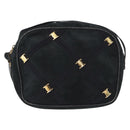 Salvatore Ferragamo Vala Shoulder Bag Suede Navy Gold Auth BA7661-13
