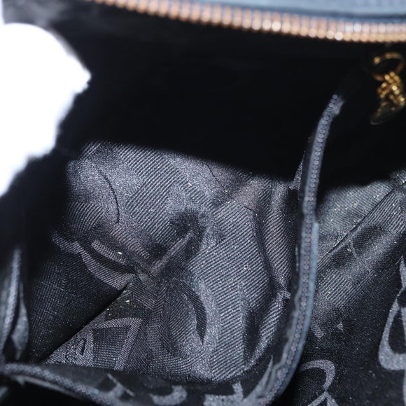 Salvatore Ferragamo Vala Shoulder Bag Suede Navy Gold Auth BA7661