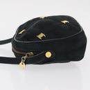 Salvatore Ferragamo Vala Shoulder Bag Suede Navy Gold Auth BA7661-4