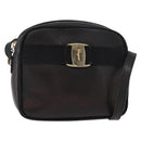 Salvatore Ferragamo Vala Shoulder Bag Leather Black Gold Auth BA7662-1