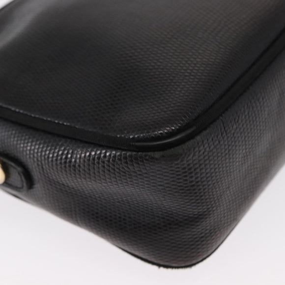 Salvatore Ferragamo Vala Shoulder Bag Leather Black Gold Auth BA7662