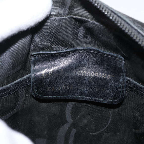 Salvatore Ferragamo Vala Shoulder Bag Leather Black Gold Auth BA7662