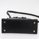 Salvatore Ferragamo Vala Hand Bag Leather 2way Black Gold Auth BA7663-5