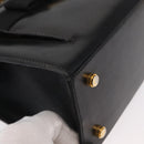 Salvatore Ferragamo Vala Hand Bag Leather 2way Black Gold Auth BA7663-9