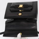 Salvatore Ferragamo Vala Hand Bag Leather 2way Black Gold Auth BA7663-10