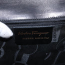 Salvatore Ferragamo Vala Hand Bag Leather 2way Black Gold Auth BA7663-12