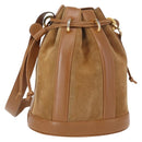 Salvatore Ferragamo Shoulder Bag Suede Leather Beige Gold Auth BA7664-1