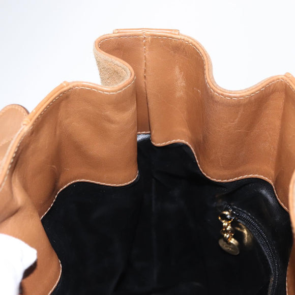 Salvatore Ferragamo Shoulder Bag Suede Leather Beige Gold Auth BA7664