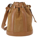 Salvatore Ferragamo Shoulder Bag Suede Leather Beige Gold Auth BA7664-13