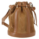 Salvatore Ferragamo Shoulder Bag Suede Leather Beige Gold Auth BA7664-2