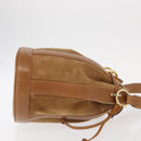 Salvatore Ferragamo Shoulder Bag Suede Leather Beige Gold Auth BA7664-3