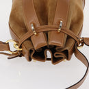 Salvatore Ferragamo Shoulder Bag Suede Leather Beige Gold Auth BA7664-6