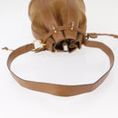 Salvatore Ferragamo Shoulder Bag Suede Leather Beige Gold Auth BA7664-7