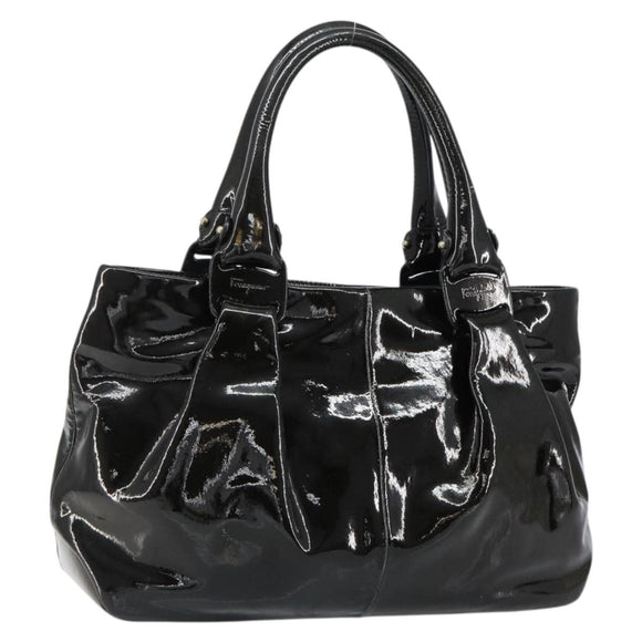 Salvatore Ferragamo Tote Bag Enamel Black Auth BA7665