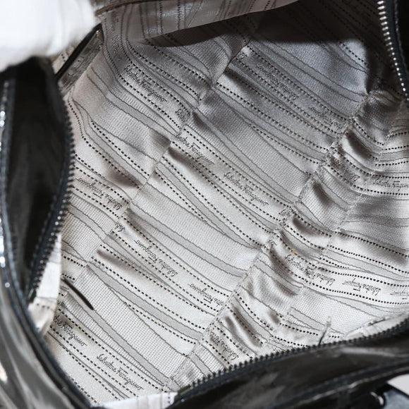 Salvatore Ferragamo Tote Bag Enamel Black Auth BA7665