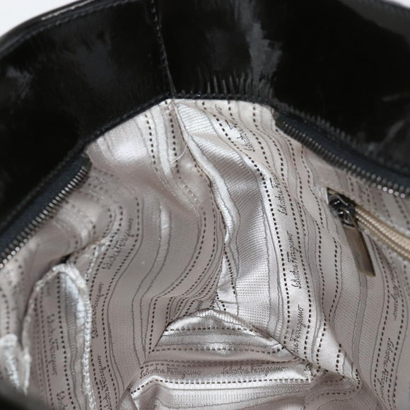 Salvatore Ferragamo Tote Bag Enamel Black Auth BA7665