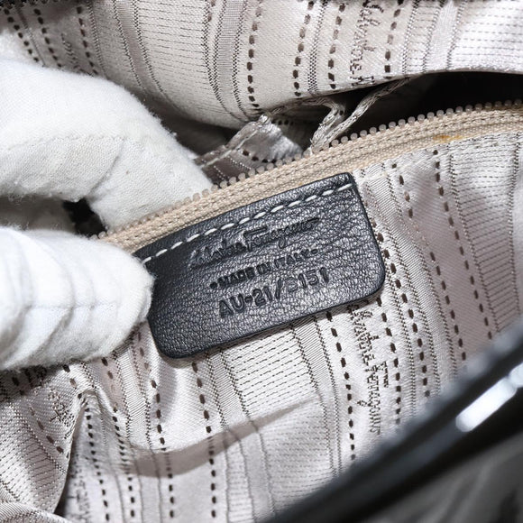 Salvatore Ferragamo Tote Bag Enamel Black Auth BA7665