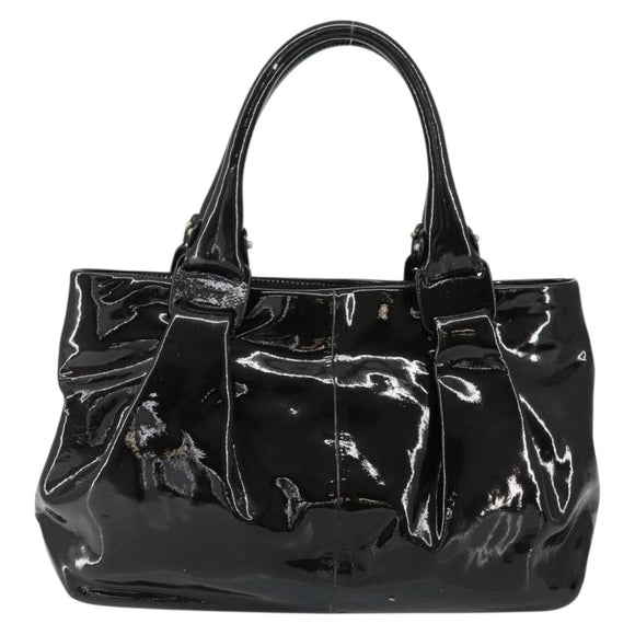 Salvatore Ferragamo Tote Bag Enamel Black Auth BA7665