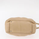 Salvatore Ferragamo Hand Bag Leather 2way Beige Silver Auth BA7666-5