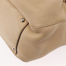 Salvatore Ferragamo Hand Bag Leather 2way Beige Silver Auth BA7666-16