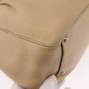 Salvatore Ferragamo Hand Bag Leather 2way Beige Silver Auth BA7666-17