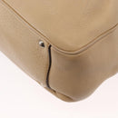 Salvatore Ferragamo Hand Bag Leather 2way Beige Silver Auth BA7666-18