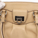 Salvatore Ferragamo Hand Bag Leather 2way Beige Silver Auth BA7666-19