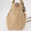 Salvatore Ferragamo Hand Bag Leather 2way Beige Silver Auth BA7666-4