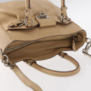 Salvatore Ferragamo Hand Bag Leather 2way Beige Silver Auth BA7666-6