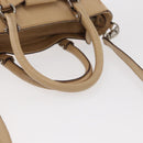 Salvatore Ferragamo Hand Bag Leather 2way Beige Silver Auth BA7666-7