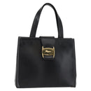 Salvatore Ferragamo Vala Hand Bag Leather Black Gold Auth BA7667-1