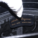 Salvatore Ferragamo Vala Hand Bag Leather Black Gold Auth BA7667-15