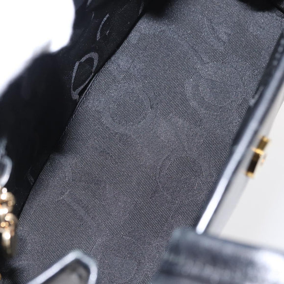 Salvatore Ferragamo Vala Hand Bag Leather Black Gold Auth BA7667