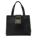 Salvatore Ferragamo Vala Hand Bag Leather Black Gold Auth BA7667-2