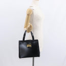 Salvatore Ferragamo Vala Hand Bag Leather Black Gold Auth BA7667-21