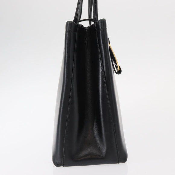 Salvatore Ferragamo Vala Hand Bag Leather Black Gold Auth BA7667