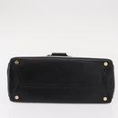 Salvatore Ferragamo Vala Hand Bag Leather Black Gold Auth BA7667-9